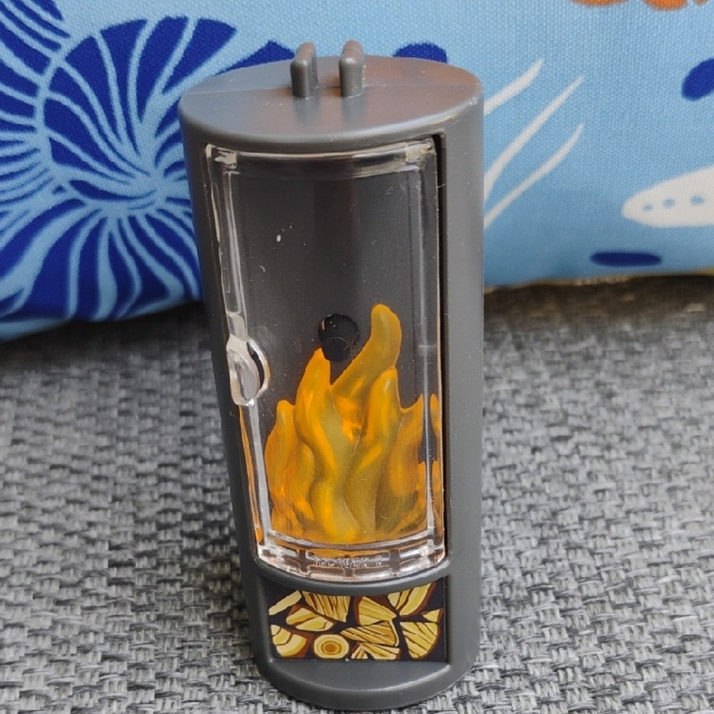 Grey Working Fireplace Toy Accessory with Orange Flame Light Up